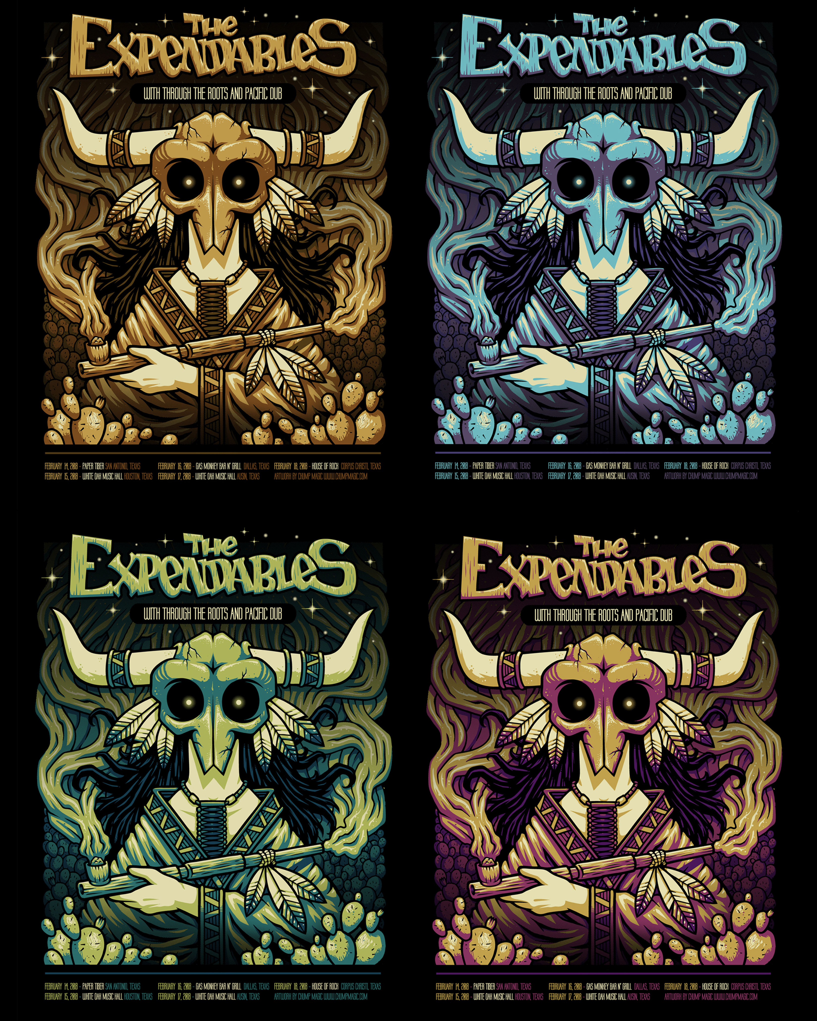 Chump Magic The Expendables Four Color Screenprint Poster